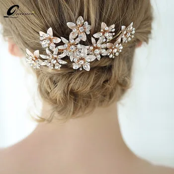 

Bride Jewellry Flower Hair Comb Floral Bridal Headband Women Pearl Jewelry Hairband Hair Bride Tiara Wedding Accessories