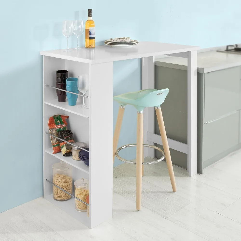 SoBuy FWT17 Kitchen Dining Table Bar Table Coffee Table with 3-Tier Storage Rack