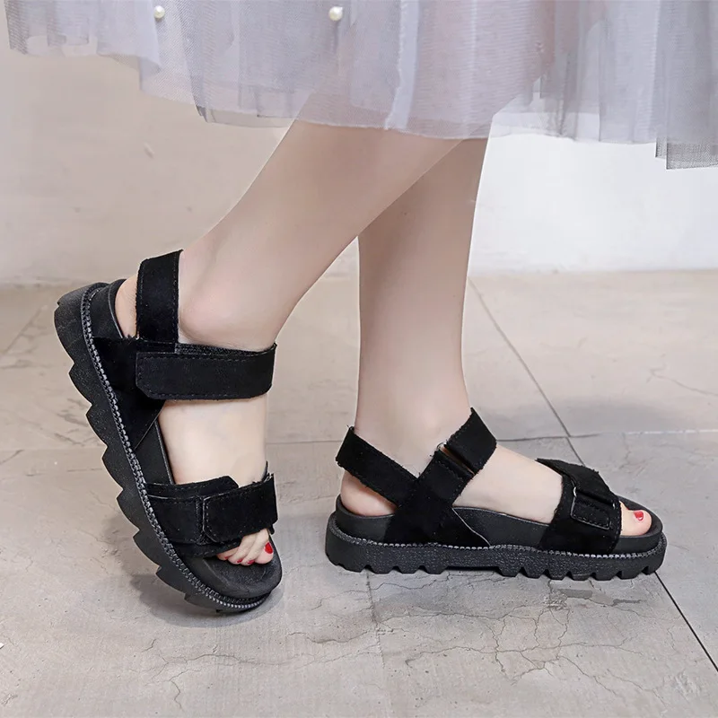 

Women sandals 2019 summer shoes flat platform sandals fashion hook&loop women shoes black zapatos mujer