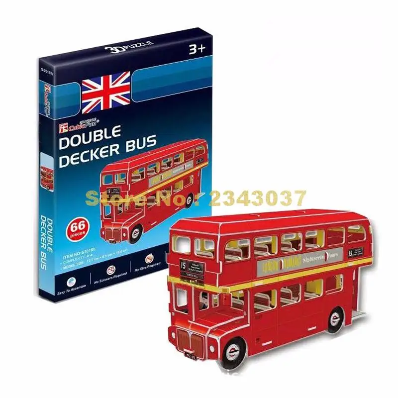 

Cubicfun S3018 66pcs World Famous Architecture Mini Uk London Double Decker Buses 3D Jigsaw Puzzle Paper Model