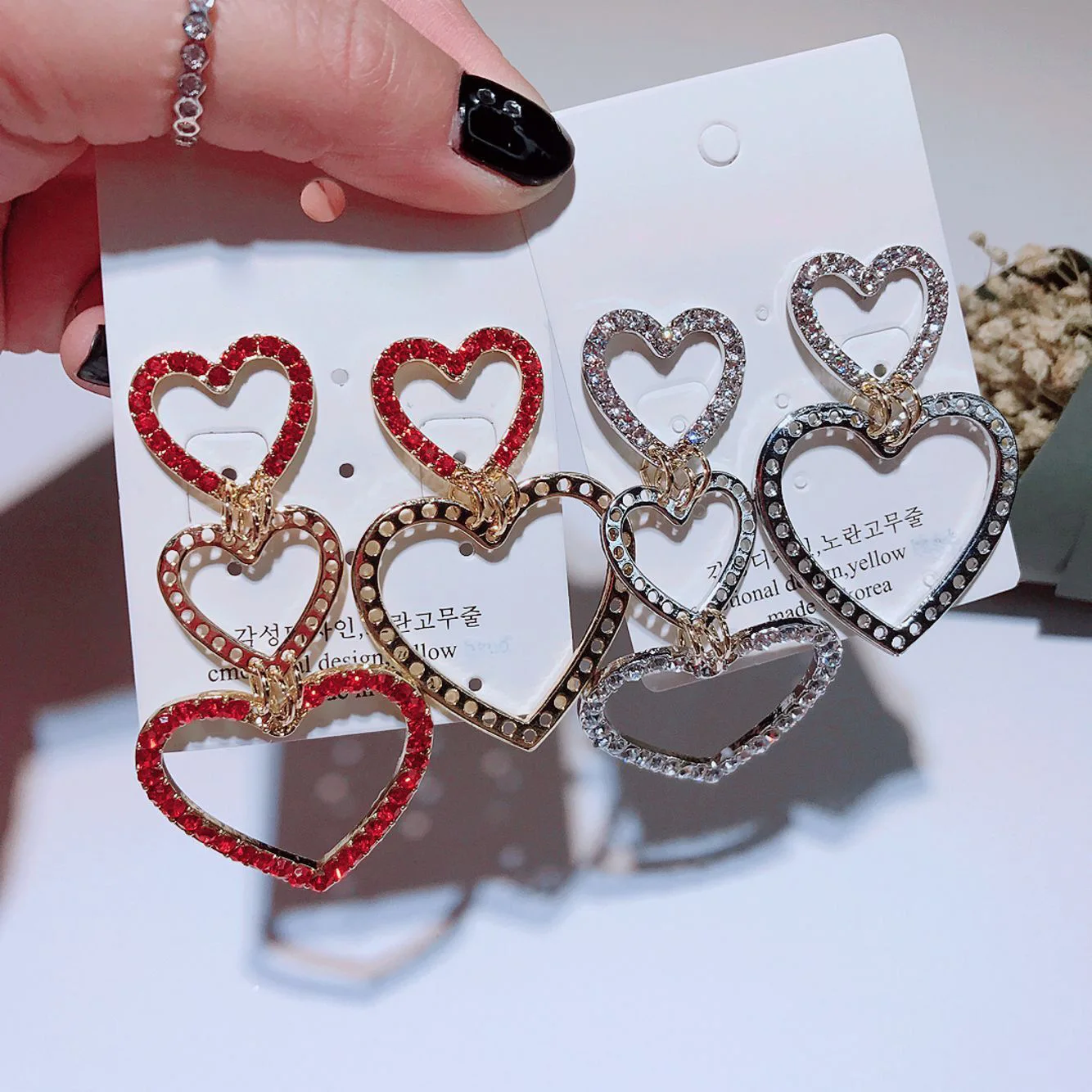 

Korea earrings crystal color heart-shaped ear rings large geometric fashion women's earrings 2019 exaggerated bohemian jewelry
