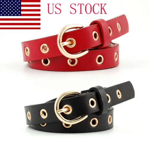 

US Stock 5 Colour Women Lady Vintage Metal Boho Leather Round Buckle Waist Belt Waistband