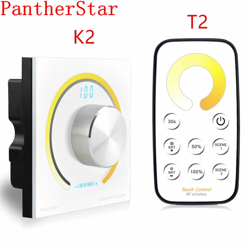 

DC12V - 24V Rotary CCT touch panel dimmer Switch knob RF wireless remote Knob panel color temperature controller for led strip