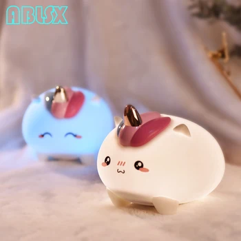 

Cute Led Unicorn Night Light For Children 3D Rainbow Horse Beside Lamp Baby Cartoon Kids Nightlights Christmas Xmas Luminaire