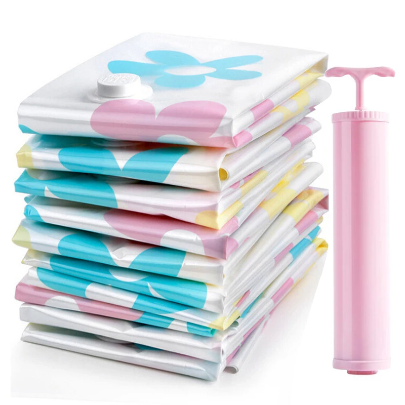 

Thickened Vacuum Storage Bag Vacuum Compressed Bag with Hand Pump Reusable Blanket Clothes Quilt Storage Bag Organizer