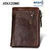 ATAXZOME Genuine Leather Wallet Men's Short Coin Purse Vintage Brand Anti-magnetic RFID Wallets Natural Cowhide Men's Gift W3580 ► Photo 1/6