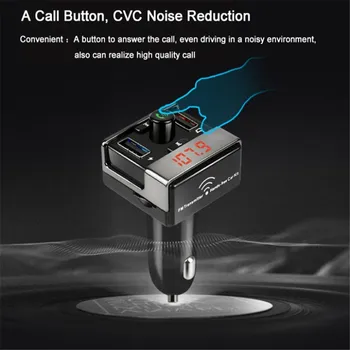 

Bluetooth Car Kit Hands Free FM Transmitter Audio MP3 Music Player 2 Dual USB Fast Car Charger Phone Quick Charger Functi