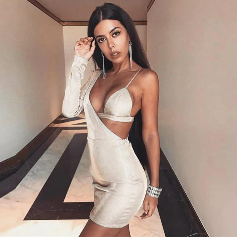 Женское Двухслойное вечернее платье Colysmo абрикосовое Клубное с длинным рукавом и