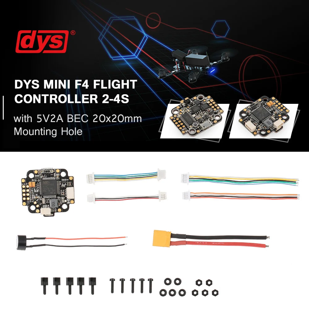 Контроллер полета DYS Mini F4 2 4s с 5 В а BEC OSD измерителем тока 20x20 мм монтажное