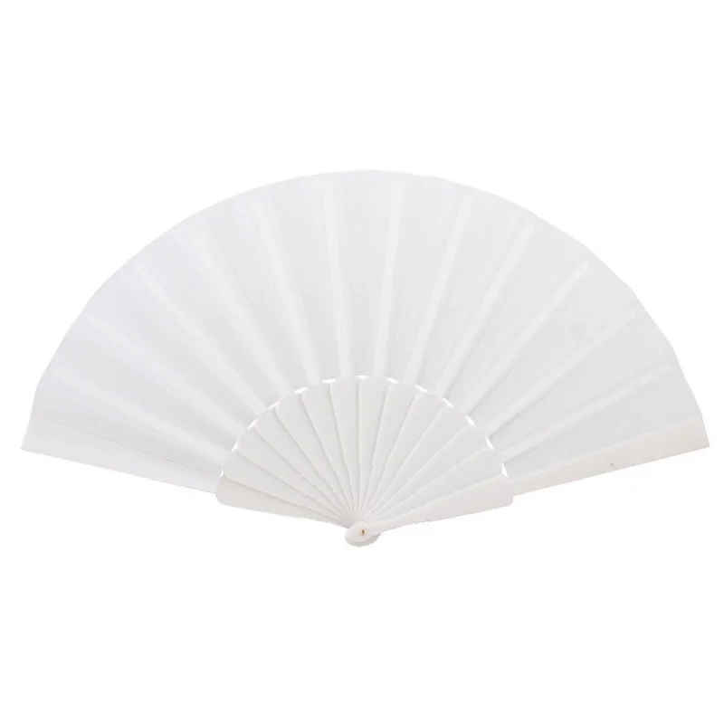 

Plastic Fabric Hand Foldable Fan for Ladies Men White