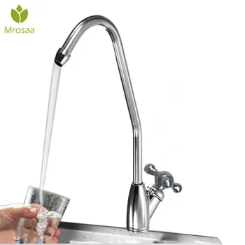 

Mrosaa Basin Faucet Chrome Reverse Osmosis RO Drinking Water Filter Gooseneck Kitchen Sink Faucet Tap Ceramic Valve Single Hole