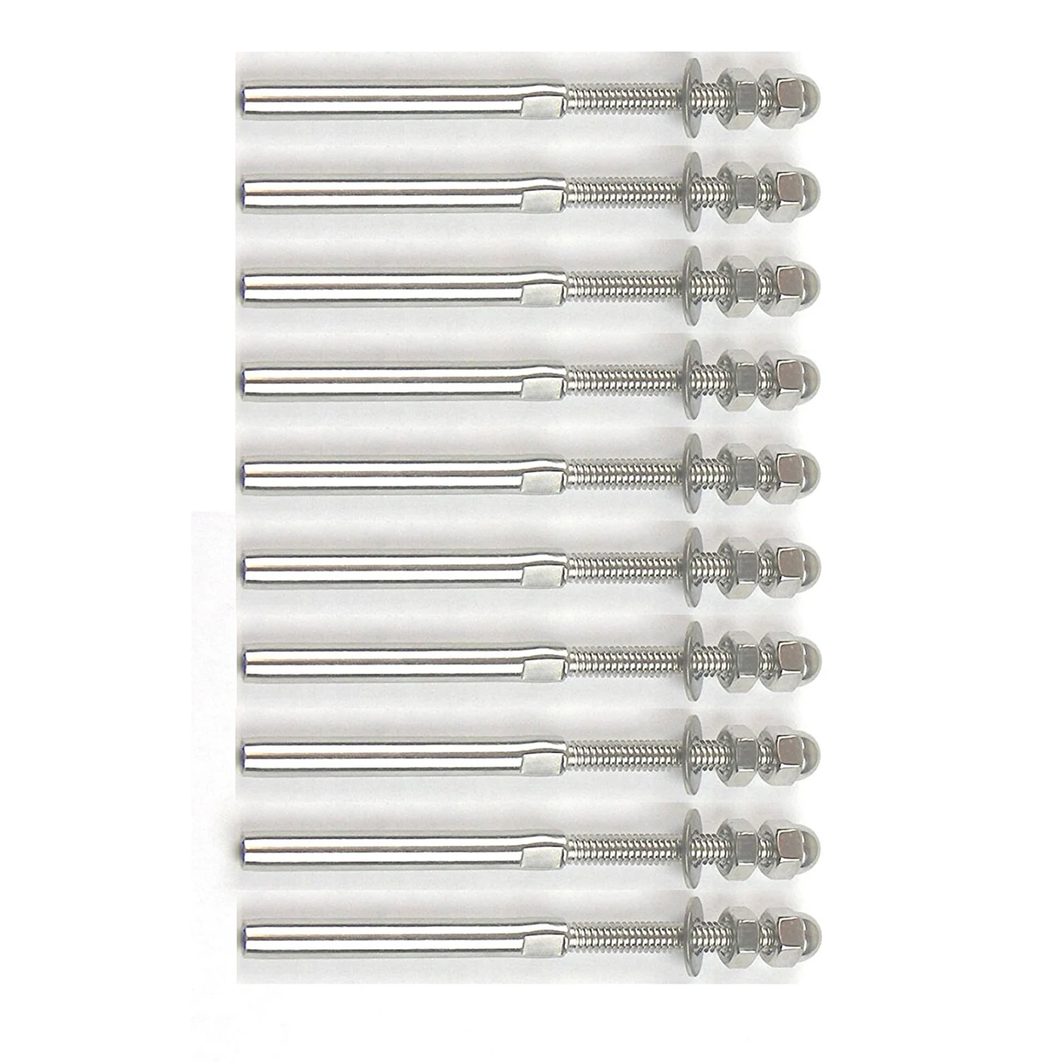 

HLZS-10 pcs Stainless Steel Cable Railing End Fitting Terminal - Stud End Fitting- Right Hand Swage- 1/8 INCH Cable - Hand Rai