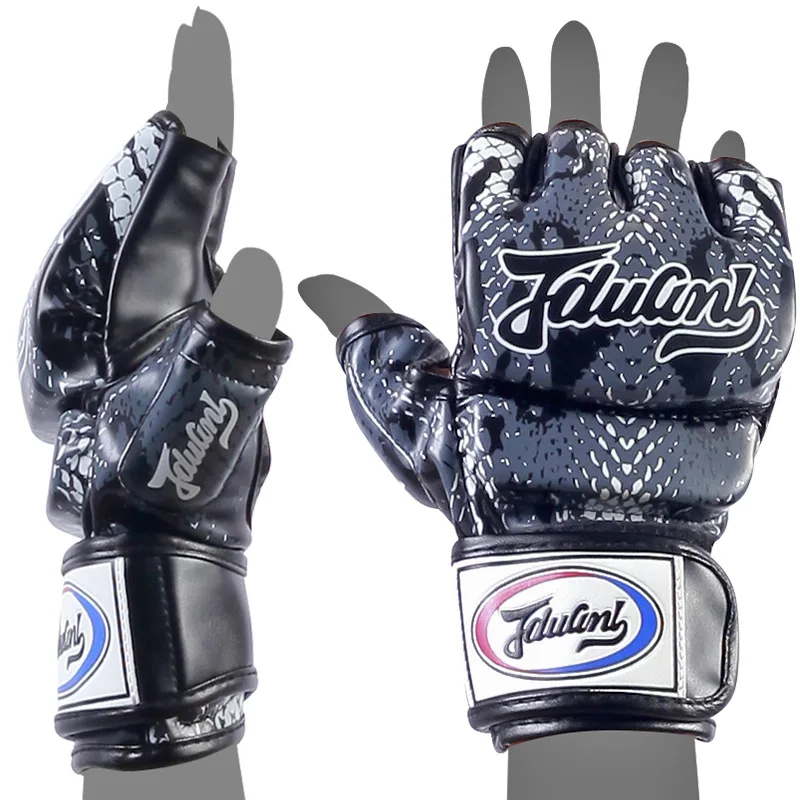 1 Pair Python Half Finger Boxing Gloves MMA Sparring Grappling Fight