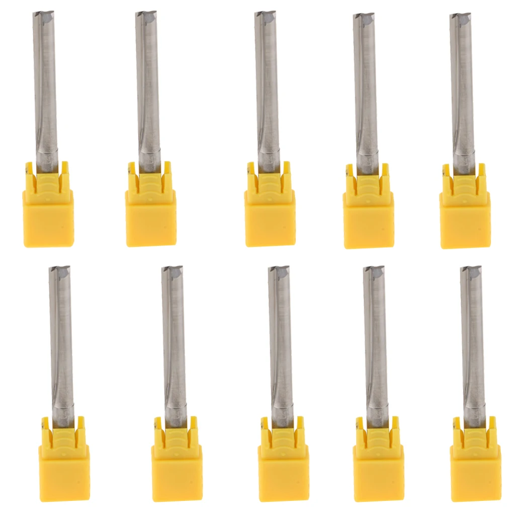 

10Pcs Double Flute Tungsten Steel CNC Straight Router Bit 6mm Shank 42mm Length