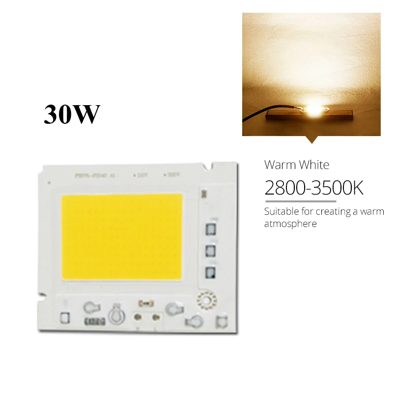 30 Вт 50 100 150 200 COB Чип лампы для DIY высокого стабилизатора тока светодиода теплый