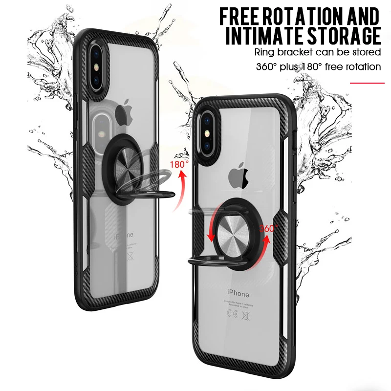 

Luxury Ring bracket Silicone Soft Phone Case On For iphone 6 7 8 6s Plus X XS MAX XR Transparent back cover Full Shockproof Case