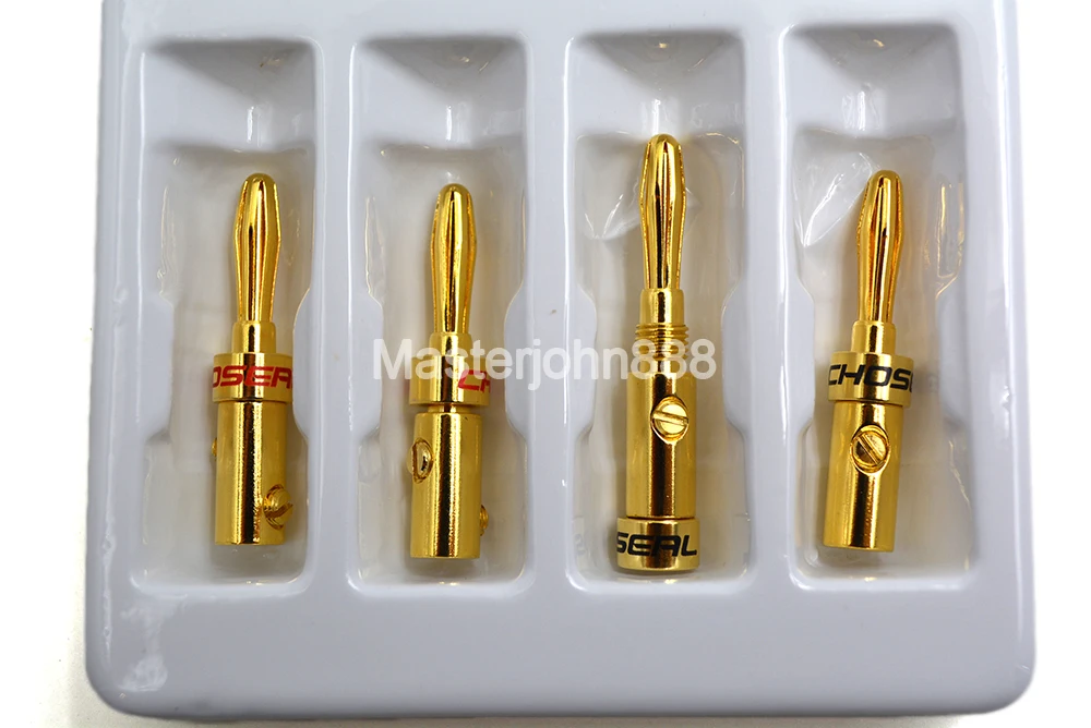 

4pcs Choseal Speaker Cable Connector Gold-Plated Banana Male Plug Jack Adapter Screws Free Soldering Pure Copper