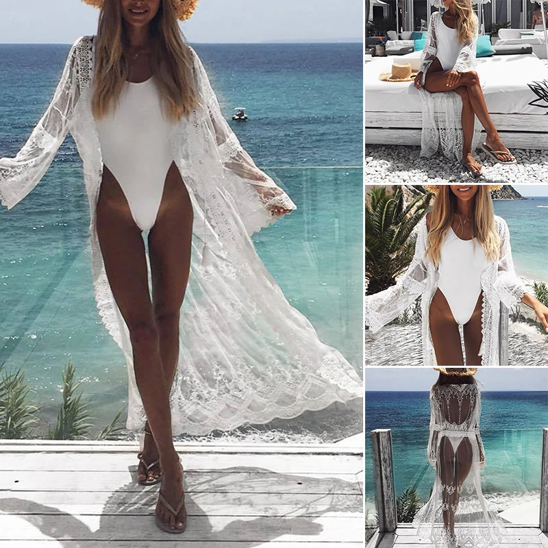 

Women Casual Kimono Beach Cardigan Bikini Cover-Up Wrap Beachwear Long dress