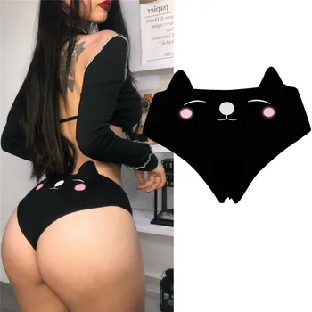 

Women Sexy Lingerie Cute Cat Cartoon Briefs Cotton Kawaii Underwear Elegant Panties Thongs Knickers High waist shorts panty