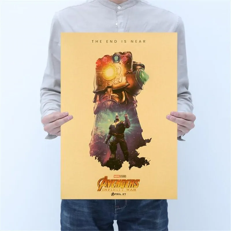 

Vintage The Avengers Thanos Infinity Gauntlet Poster Room Decoration Stickers Wall Decor Kraft Paper Home Decor Wall Sticker