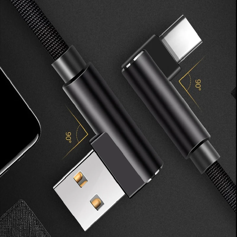 

1M Elbow 90 Degree USB Type C Cable USBC Fast Charging Charger USB-C Type-c Cable For Samsung S10 S9 S8 Xiaomi Mi 9 8 Huawei