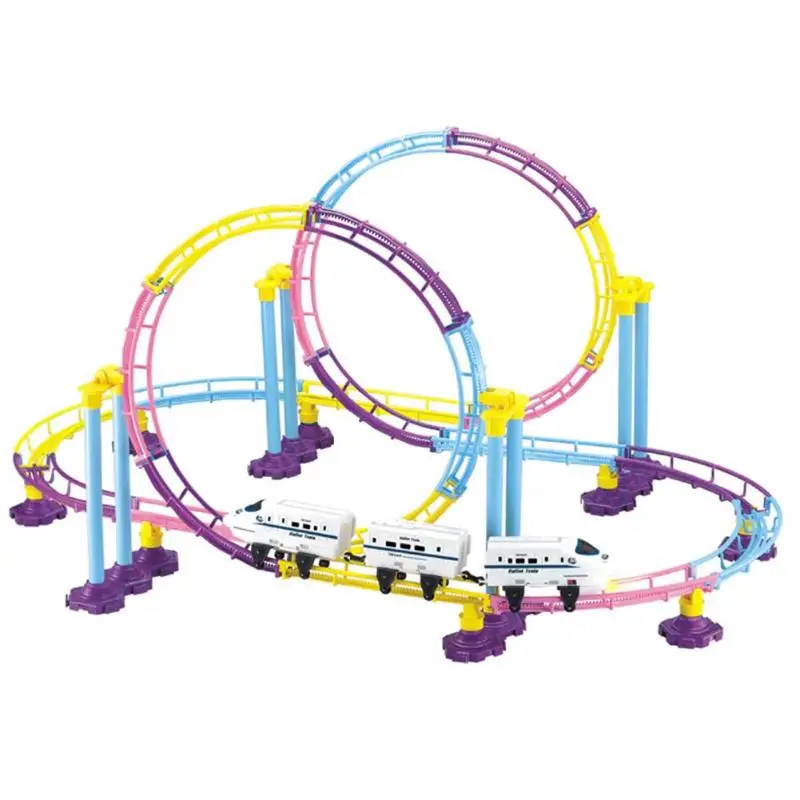 

TAAIW 3C DIY Building Rail Speed Train Model Electric Railway Road Transportation Slot Track Assemble Toys for Children Handmade