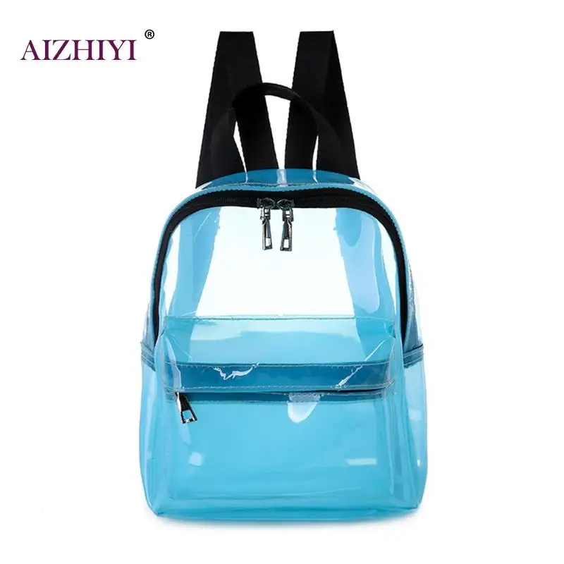 

Female Fashion Solid Color Small Clear Transparent Women Backpack PVC Jelly Mini Teenage Girl Casual Student Shoulder Schoolbag