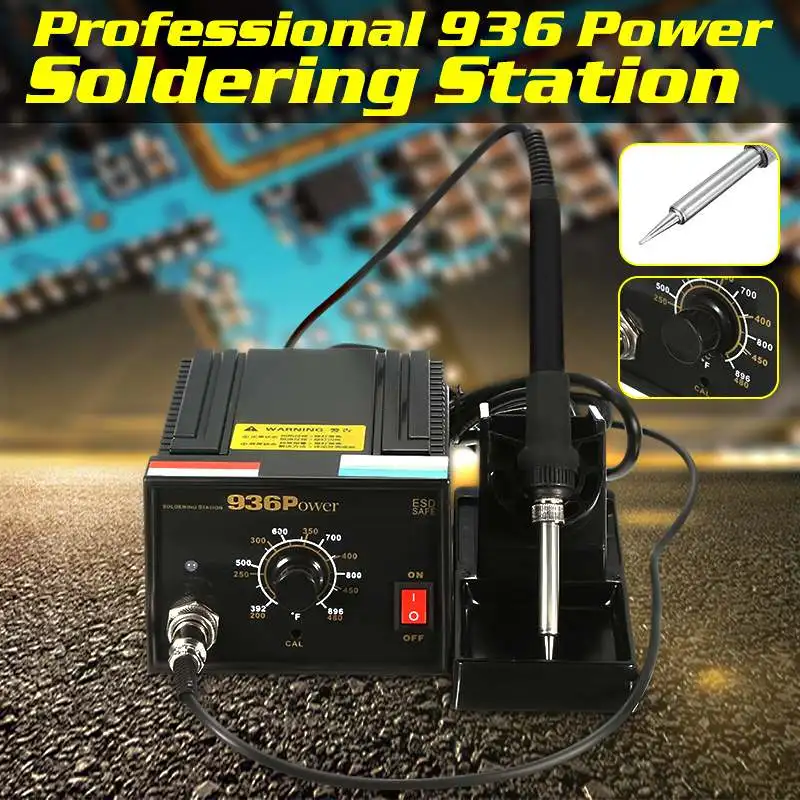 

Professional Adjustable Temperature 110V 220V 75W Frequency Change Welding 936 Electric Soldering Iron Station+wire+Adapter