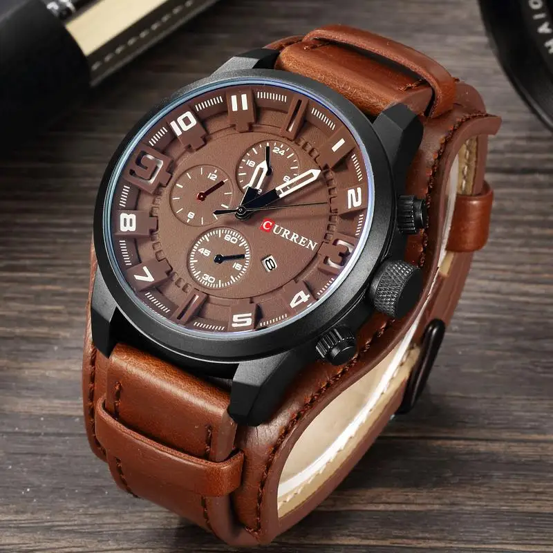 relogio masculino CURREN Watch Men Military Quartz Watch Mens Watches Top Brand Luxury Leather Sports Wristwatch Date Clock 8225