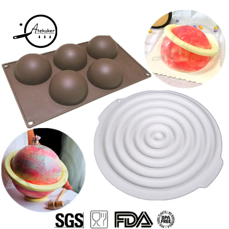 

Atekuker 2Pcs/set Half Ball Circle Shape Silicone Mold For Baking Mousse Cake Mold Silicone Form Bakeware Pastry Tools Cake Form