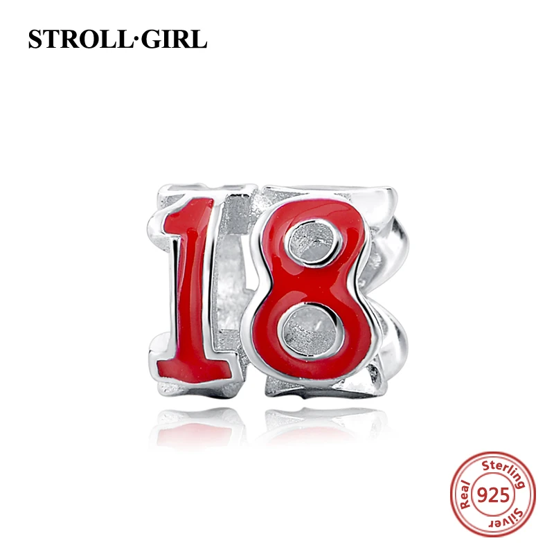 

2017 100% Authentic 925 Sterling Silver Charms Number 18 Enamel European Beads fit for Pandora bracelets Wholesale