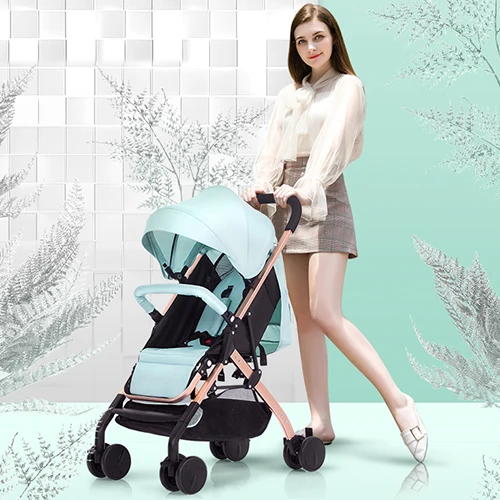 

Baby Cart Adjustable Pedal And Backrest One-Hand Folding Baby Stroller Support Sit Lie Upgrade Sunshade With Visible Rear Window