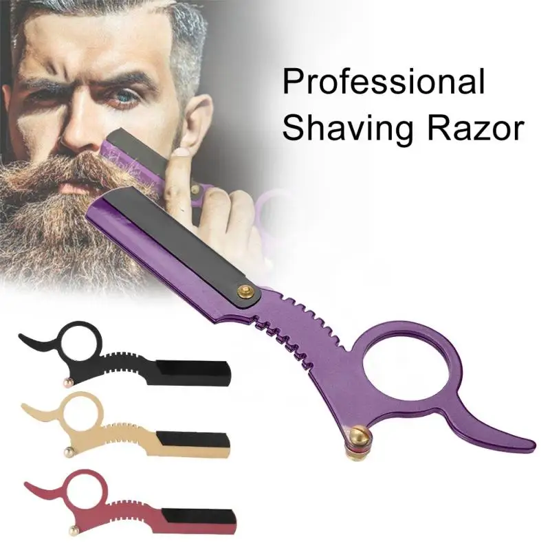 Stainless Steel Men Razor Thumb Shape Manual Straight Facial Hair Removal Shave Razorin Razor