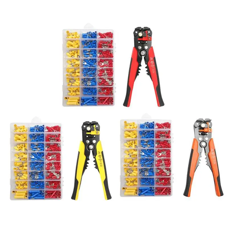 

24-10AWG Multi-functional Cable Wire Stripper Cutter Crimper+400pcs Cold Pressed Terminal Connector Set Tools