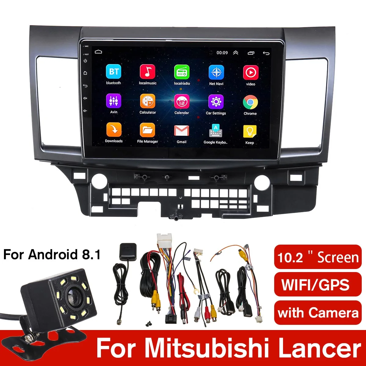 Discount Car Multimedia Player 10.2 1G+16G for Android8.1Car Stereo 1DIN bluetooth WIFI GPS Quad Core For Mitsubishi Lancer head unit 5