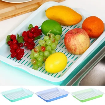 

Rectangular Multi-function Fruit Storage Tray Plastic Double-layer Drain Tray Tea Storage Tray Cup Kitchen Storage Tray