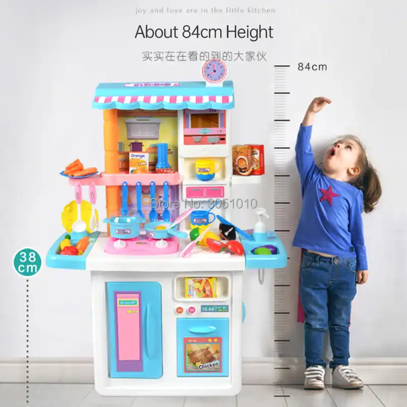 New Type 1 Set 84cm Height Big Size Kitchen Set Plastic Pretend Play Toy With Light Kids Kitchen Cooking Food Toy D124 Kitchen Toys Aliexpress