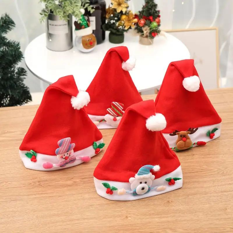 

2018 NEW Christmas applique cartoon cap kids hat children Christmas hat jewelry cap decoration cap parent-child Christmas hat