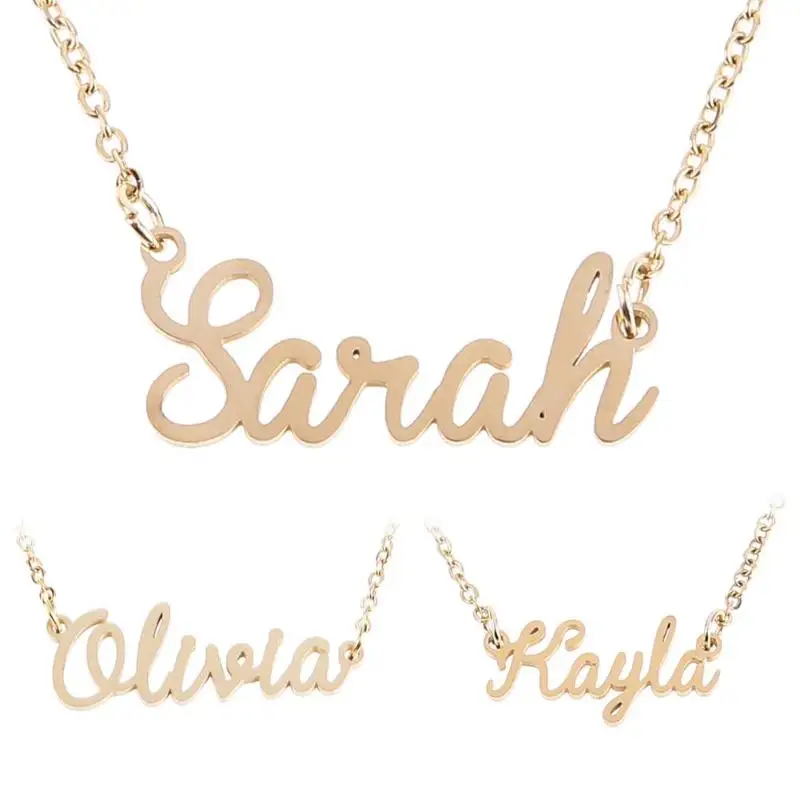 

NEW Rose Gold Pendant Necklace Letter Gold Choker Pendant Necklace Unisex Collar Chain Nameplate Birthday Gift Stainless Steel