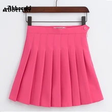 Корейский Японский новые летние Пикантные мини однотонная плиссированная юбка трапециевидной формы тонкий Высокая талия юбка Harajuku школьные юбки для девочек