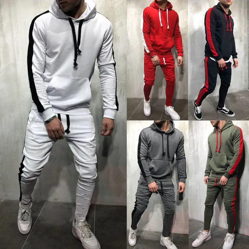 2019 новые мужские спортивные костюмы, комплект из 2 предметов, мужские осенние хип-хоп толстовки с капюшоном, Толстовка Топ + карандаш, тонкие