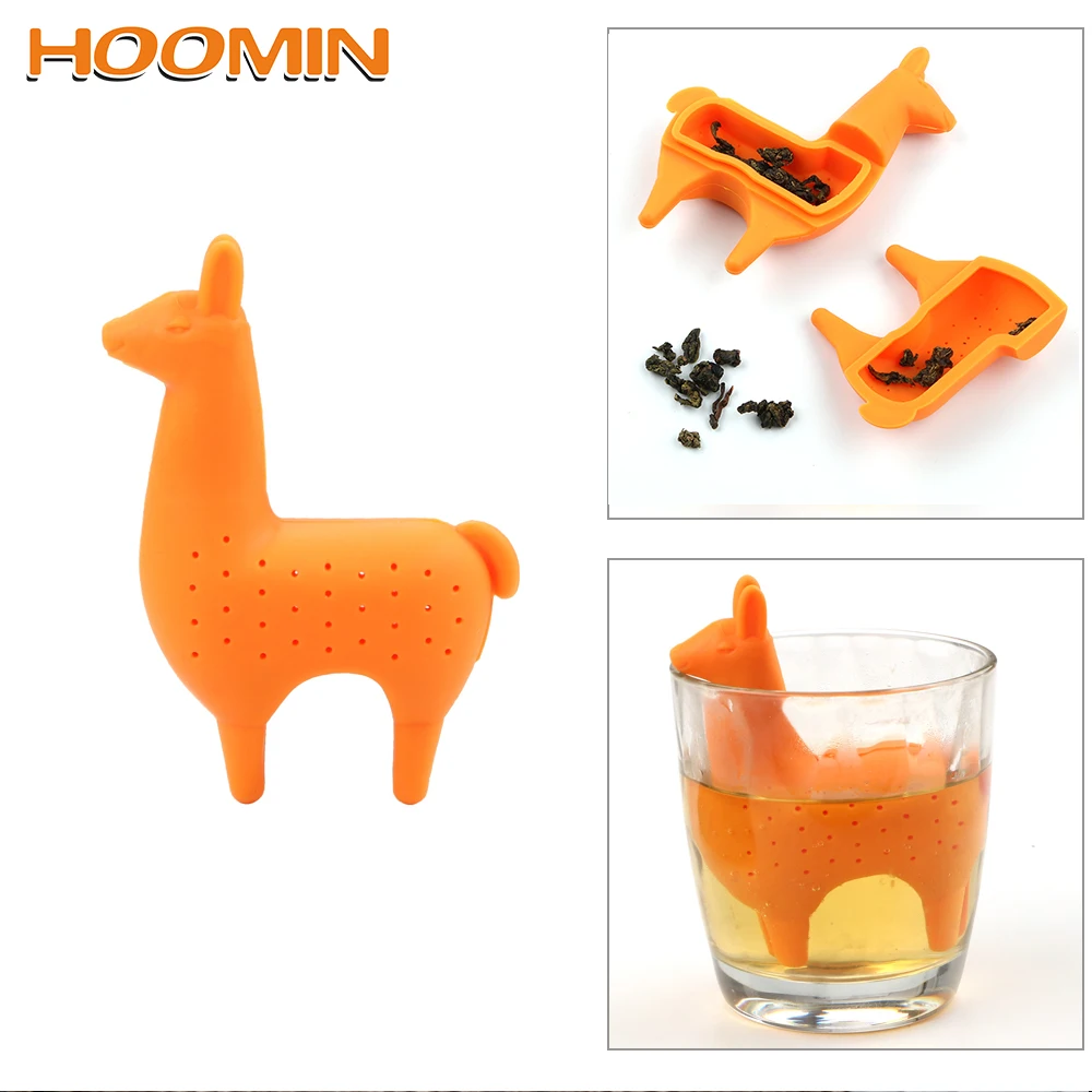 

HOOMIN Silicone Teabags Reusable Tea Bags Strainers Teaware Alpaca Shape Tea Strainer Filter Herb Spice Diffuser Kitchen Gadget