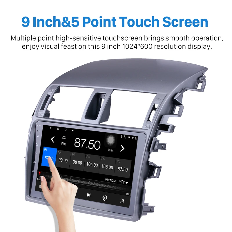 Android 8,1 2 Din coche Radio Wifi Bluetooth 4-Core reproductor Multimedia navegación Gps para Toyota Corolla 2008 a 2009 2010, 2011, 2012,