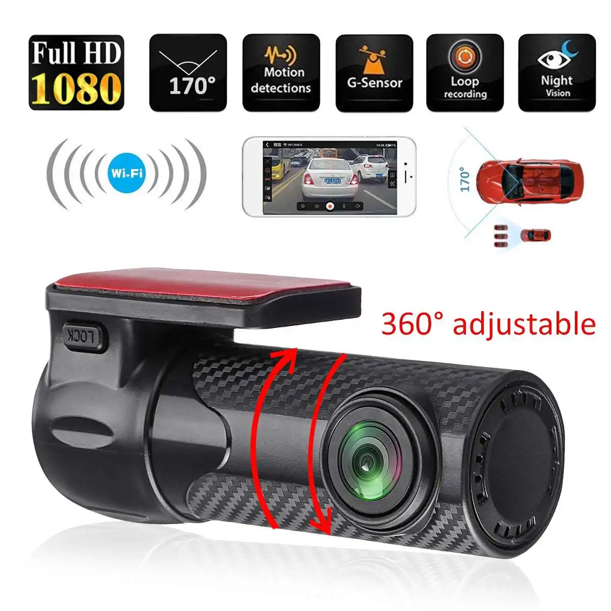 

Mini WIFI Car DVR Auto Registrar 170 Degree Dash Cam Wireless Car Truck Driving Recorder Dash Camera Camcorder Night Vision