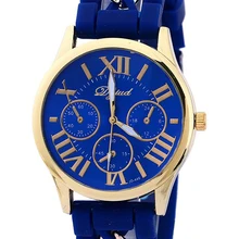 Золотые наручные часы с ремешком из силиконового сплава