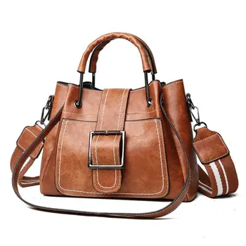 

Vintage New European And American Fashion Women Bag Real Oil Wax Leather Shoulder Bag High Quality Cheap Tote Messenger Handbag