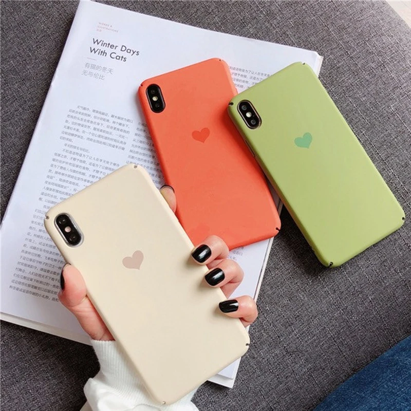 

Luxury Simple Love Heart Coque Phone Case For iphone 6 6s 7 8 plus PC Hard Fundas Case Cover For iPhone XS Max XR X 6 7 8 Plus