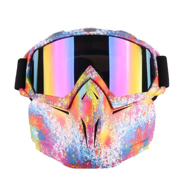 LumiParty Unique Motocross Goggles Glasses Face Dust Mask with Detachable Motorcycle Mouth Filter goggles mask Double foam