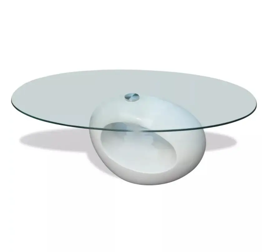 VidaXL Living Room Table Basse Modern Coffee Table With High-Gloss Oval Base Glass Tabletop Bedroom Bedside Table Home Decor VidaXL Living Room Table Basse Modern Coffee Table With High-Gloss Oval Base Glass Tabletop Bedroom Bedside Table Home Decor