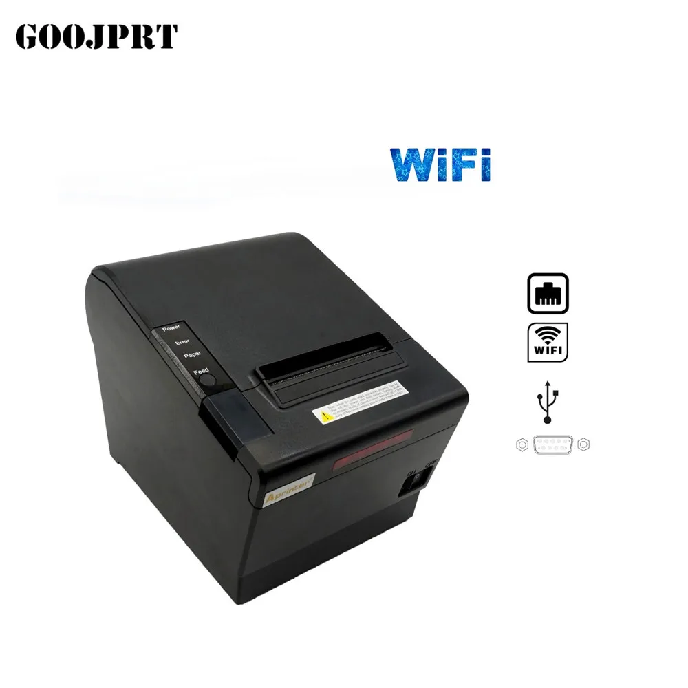 80 مللي متر الحرارية طابعة استلام تذكرة صغيرة طابعة باركود POS التلقائي قطع طابعة usb + بلوتوث + lan ميناء 200 مللي متر/ثانية